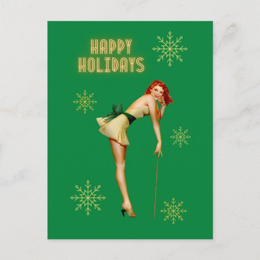 Pinup Vintage Kerstmis Briefkaart (Voorkant)