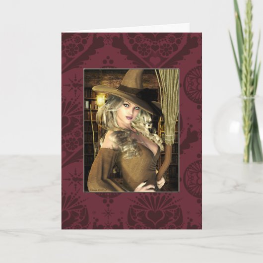 Pinup Witch Blank Note Card Kaart (Voorkant)