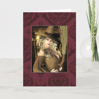 Pinup Witch Blank Note Card Kaart