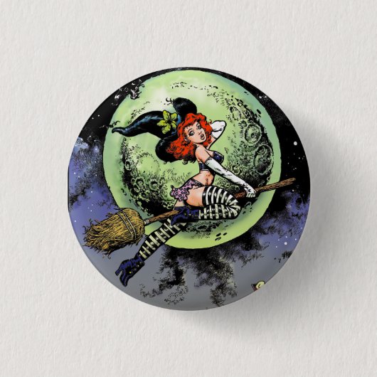 Pinup Witch Button (Voorkant)