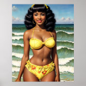 Pinup Zwart Meisje Melanine Bikini Model Poster (Voorkant)
