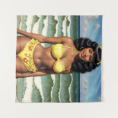 Pinup Zwart Meisje Melanine Bikini Model Wandkleed (Voorkant (horizontaal))