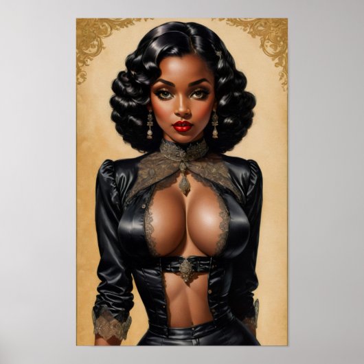  pinup zwart meisje poster (Voorkant)