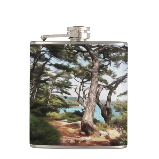 Pinus pinea Pine Tree Forest Painting Heupfles (Voorkant)