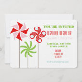 Pinwheel Bday Invite (Meisje) - Afdrukken of downl Kaart (Voorkant)