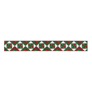 Pinwheel Diamond Kerstquilt Grosgrain Lint