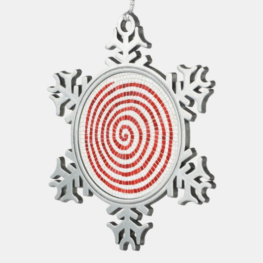PINWHEEL MOSAIC Pewter Snowflake Ornament (Rechts)