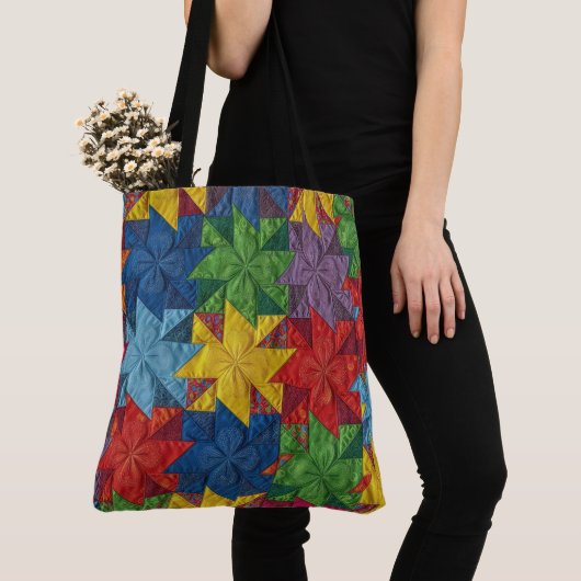 Pinwheel Patchwork Quilt Pattern Tote Bag (Dichtbij)