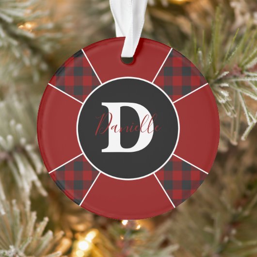 Pinwheel plaid gepersonaliseerd ornament (Boom)