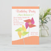 Pinwheel verjaardagsfeestje kaart (Staand voorkant)