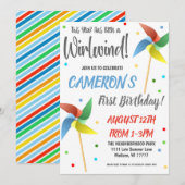 Pinwheel verjaardagsfeestuitnodiging kaart (Voorkant / Achterkant)