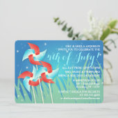 Pinwheels 4 juli Picnic Invitting Kaart (Staand voorkant)