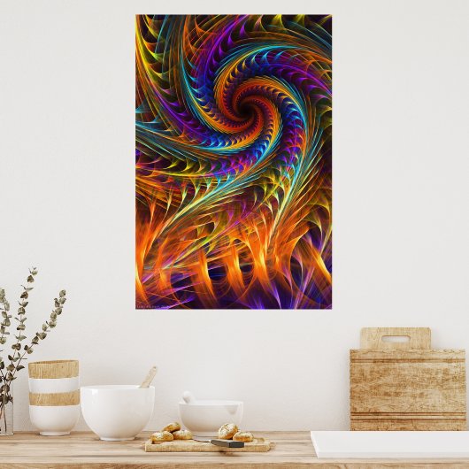 "Pinwheels" — Abstracte Spiral Fractal Art Poster (Keuken)