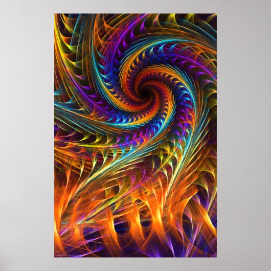 "Pinwheels" — Abstracte Spiral Fractal Art Poster (Voorkant)