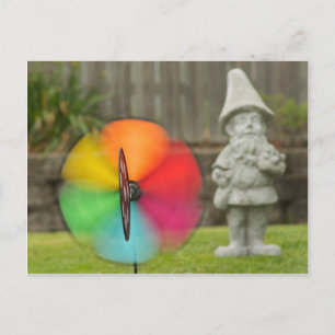 Pinwheels and Garden Gnome Post Card Briefkaart