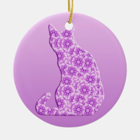 Pinwheels Cat - lavender, paars Keramisch Ornament (Voorkant)