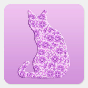 Pinwheels Cat - lavender, paars Vierkante Sticker