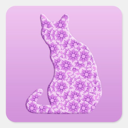Pinwheels Cat - lavender, paars Vierkante Sticker (Voorkant)