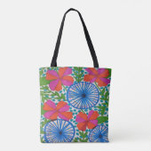 Pinwheels en Flowers Tropical Pattern Canvas tas (Achterkant)