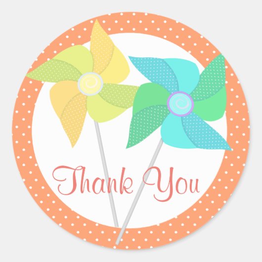 Pinwheels en Polka Dots Ronde Sticker (Voorkant)