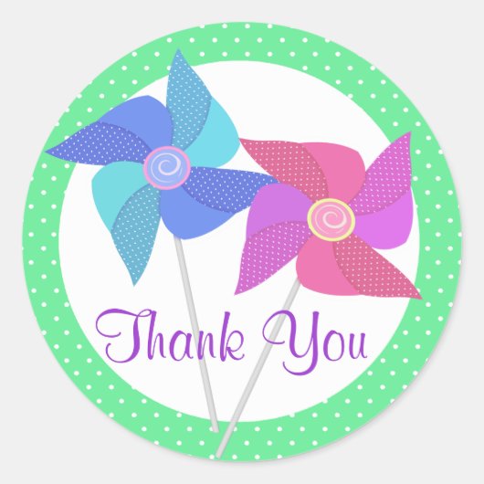 Pinwheels en Polka Dots Ronde Sticker (Voorkant)