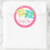 Pinwheels en Polka Dots Roze Ronde Sticker (Tas)