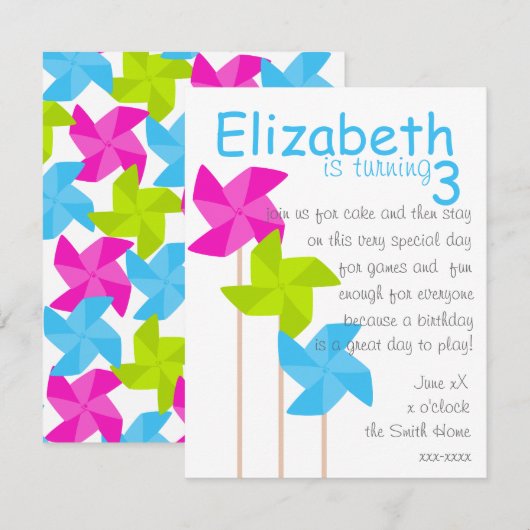 Pinwheels Trio Kaart (Voorkant / Achterkant)