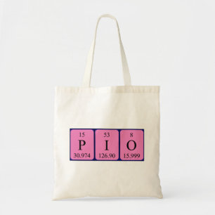Pio periodieke lijstnaam canvas tas