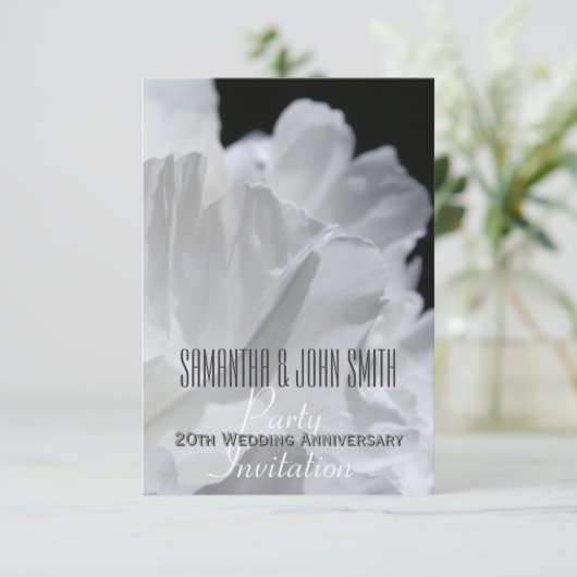 Pioen 20e huwelijksjubileum feest uitnodiging 2 (Staand voorkant)