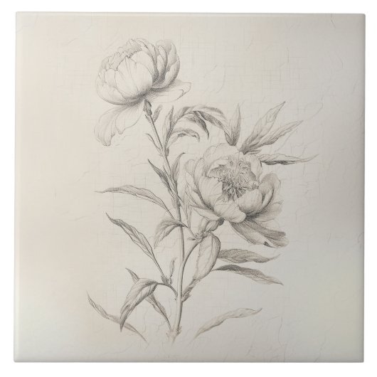  Pioen 3 Botanische Decoratieve Tegel Tegeltje (Voorkant)