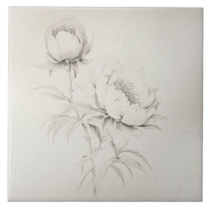 Pioen 4 Botanische Decoratieve Tegel Tegeltje