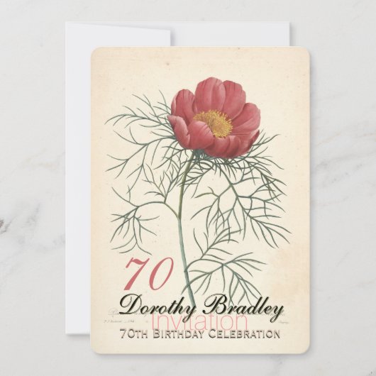 Pioen 70e Verjaardagsviering Uitnodiging (Voorkant)