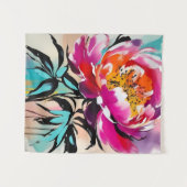 Pioen Bloem Abstracte Kunst Bloemen Kleurrijke Bri Wandkleed (Voorkant (horizontaal))