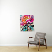 Pioen Bloem Abstracte Kunst Bloemen Kleurrijke Bri Wandkleed (In situ)