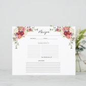 Pioen Bloem Bloem Keuken Recept Blad (Staand voorkant)