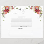 Pioen Bloem Bloem Keuken Recept Blad (Voorkant)