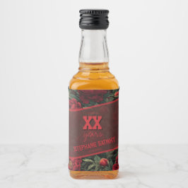 Pioen Bloem Eet- en Drinklabel Set Likeurfles Etiket