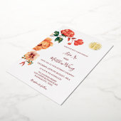 Pioen Bloem Goud Chinees Huwelijk Folie Uitnodiging (Gedraaid)