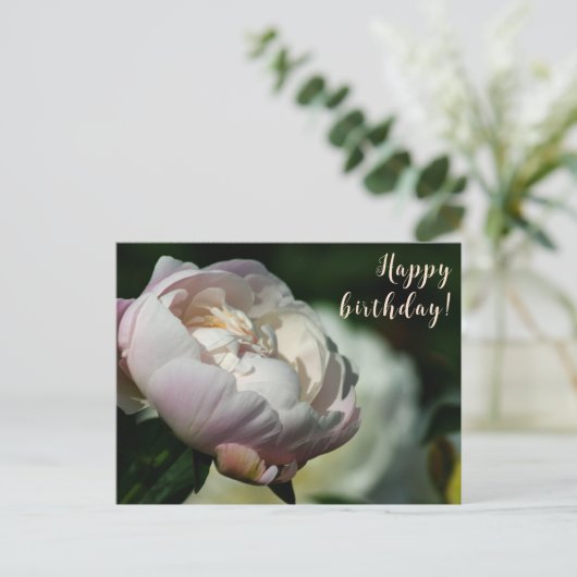 Pioen/Bloem Magic/Witte Bloem/Gelukkige Verjaardag Feestdagenkaart (Staand voorkant)