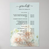 Pioen Bloem Salon Prijslijst Poster (Voorkant)
