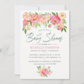 Pioen bloemen Baby Shower uitnodiging (Voorkant)