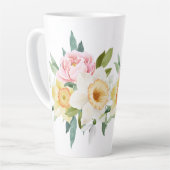 Pioen Bloemen Boeket Latte Mok (Linkerhoek)