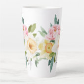 Pioen Bloemen Boeket Latte Mok (Voorkant)