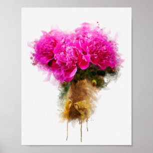 Pioen bloemen boeket poster