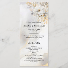 Pioen Bloemen Goud Grijs Zilver Ceremonie Programmakaart