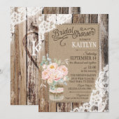 Pioen Bloemen Houten Kant Rustiek Vrijgezellenfees Kaart (Voorkant / Achterkant)