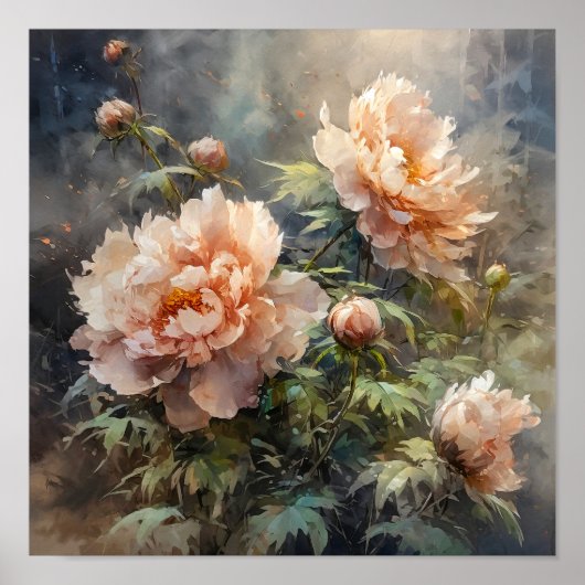 Pioen Bloemen Kunst Print (Voorkant)