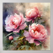 Pioen Bloemen Kunst Print (Voorkant)