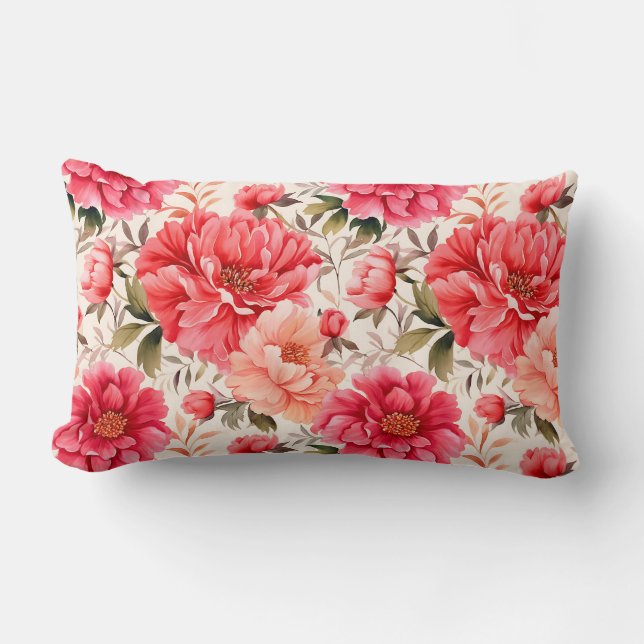 Pioen Bloemen Kussen (Voorkant)