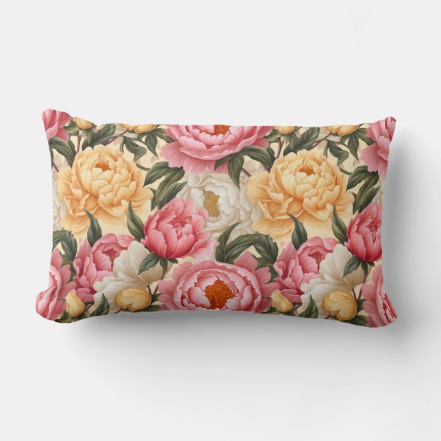 Pioen Bloemen Kussen (Voorkant)